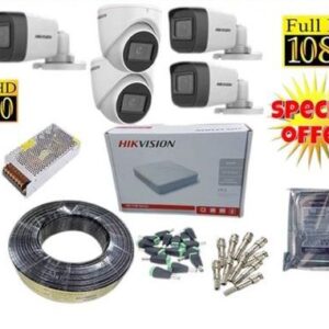 Hikvision 5 Full HD Weatherproof CCTV Cameras Full Installation System Kit -50M RG59 Cable+ 8 Channel DVR Machine