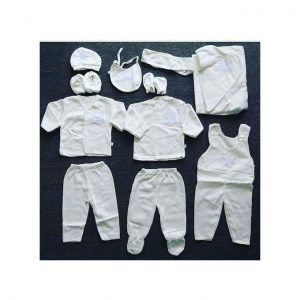Lucky Star 11 Pieces Unisex New Born Baby Receiving Set- White