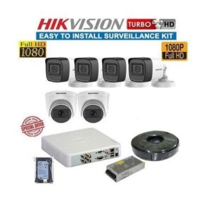 Hikvision 6 Genuine Quality HD 1080P Full HD 2MP CCTV Cameras Complete System Kit-100M Rg59 Cable+500GB Harddisk