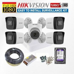 Hikvision 5 Genuine Quality HD 1080P Full HD 2MP CCTV Cameras Complete System Kit-50M Rg59 Cable+500GB Harddisk