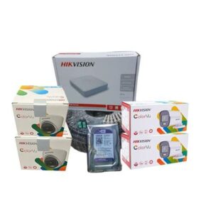 Hikvision 4 Real Time Capture 1080P Full HD 2MP 24/7 Full Time Colored Night Vision CCTV Cameras Complete System Kit