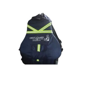 Protective chest guard for riders.