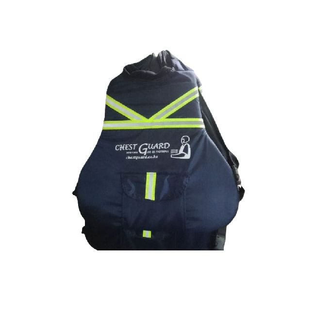 Protective chest guard for riders.