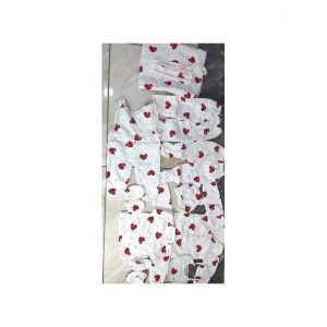 Lucky Star 11 Pieces New Born Baby Receiving Set – White With maroon Prints