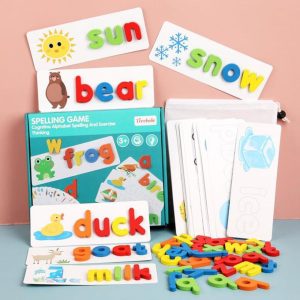 Spelling Learning Toy Wooden Alphabet Flash Cards Word Match Game