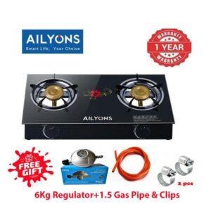 AILYONS 2 Burner Glass Top Gas Cooker