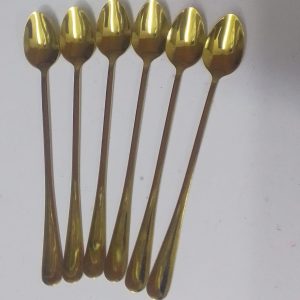 6pc Gold Tea Spoon Long