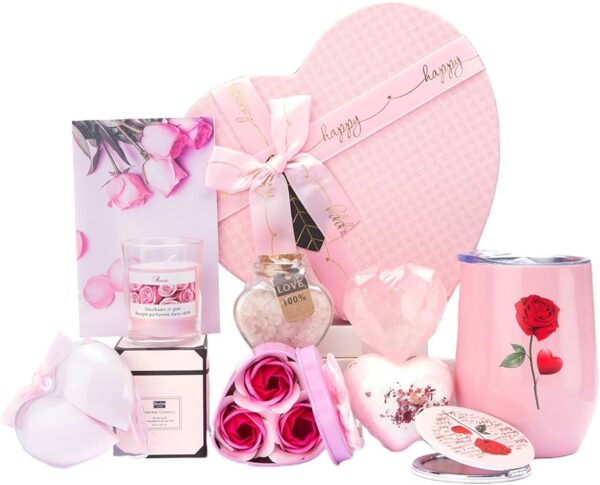 Romantic 4‑in‑1 ladies gift set with accessories and card