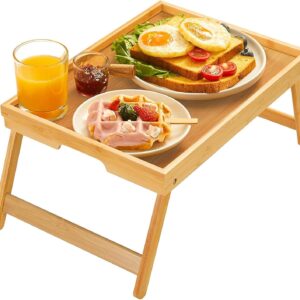 Breakfast in bed foldable bamboo tray