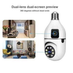 V380 Wireless CCTV Bulb PTZ Dual Camera