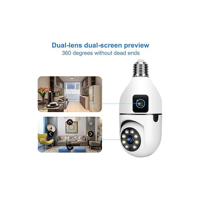 2MP+2MP V380 Bulb WIFI Indoor Camera Dual Lens - Image 3