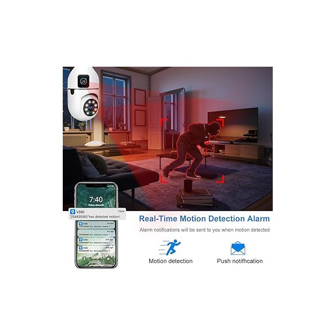 2MP+2MP V380 Bulb WIFI Indoor Camera Dual Lens - Image 4