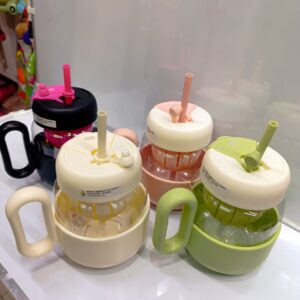 Glass water /tea cup with straw 600ml