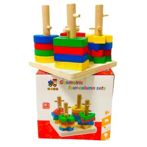 Wooden Geometric 5 Column Toy Set