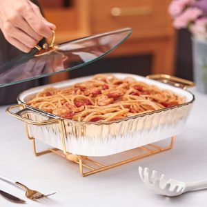 Ceramic Chaffing Dish Big -White gold