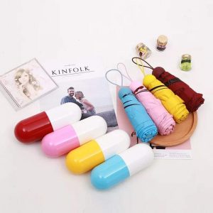 Mini compact capsule umbrella windproof travel sun & rain with capsule case