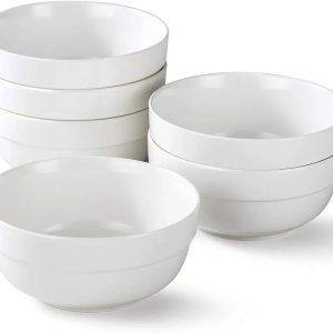 Ceramic stackable bowl white plain 5 inch